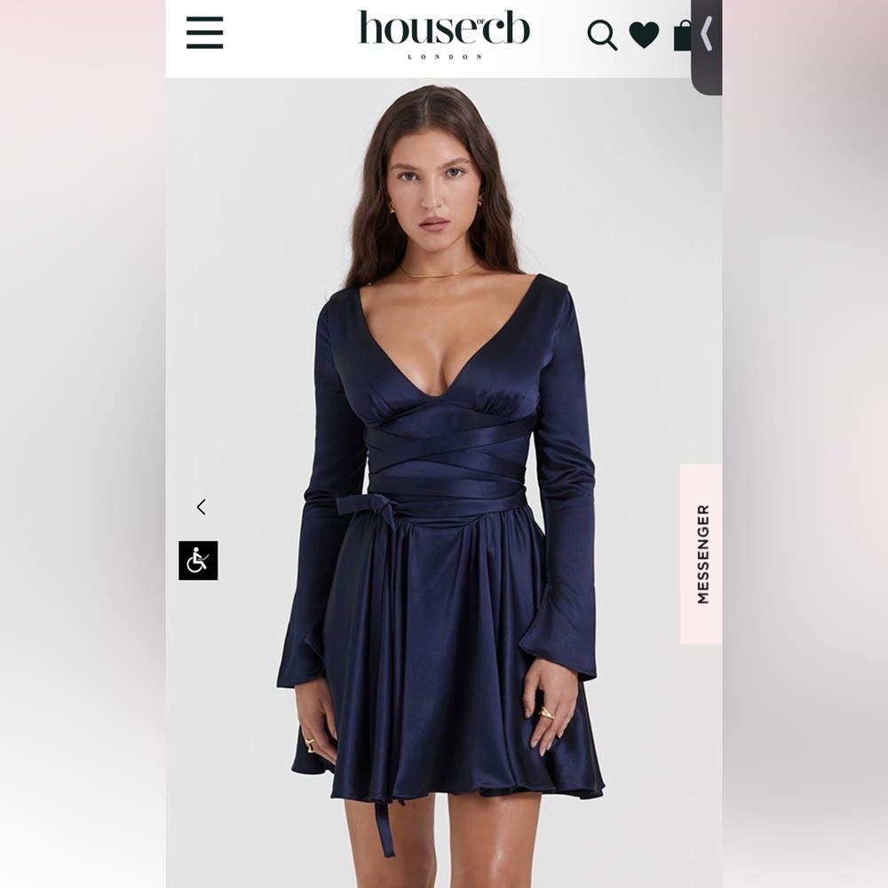 House of CB Dominique navy plunge mini dress